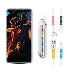 Xiaomi Redmi 8A 8 Pro 9C 9T 10C 11T Pro Kılıf Kablo Koruma Spiral Silikon Karga 1616