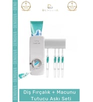 #FırçalıkSeti Otomatik Diş Macunu Sıkacağı Hijyenik Banyo Vantuzlu 5 Adet Fırçalık Askı Seti