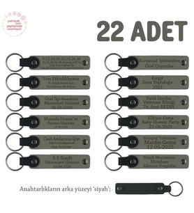 Kül Gri & Siyah, Tarih Bölümü Öğrencilerine Anlamlı Hatıra, 22'li Set, İsim Yazılı Anahtarlık