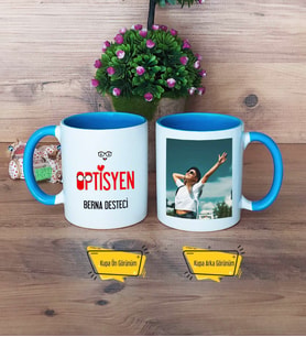 Optisyen Kupa Bardak Mavi Fotoğraflı Tıp Bayramı Hediyesi Optisyenler Günü Hediyesi