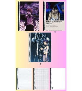 Serial experiments lainA4 defter 3 adet çizgili + kareli + çizgisiz büyük boy 21*29 cm süper set