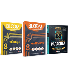 ARTIBİR YAYINLARI 8. Sınıf Bloom Türkçe + Matematik + Çetin Ceviz Omega 3 Paragraf Soru Bankası (3 K