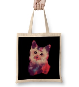 Cute Galactic Cat Space Exploration Kitten Bez Çanta Uzun Saplı