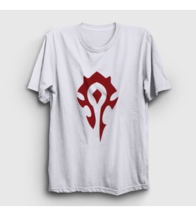 Presmono Unisex Beyaz Horde Logo World Of Warcraft Oyun T-Shirt 423678tt (Beyaz)