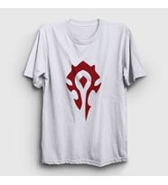 Presmono Unisex Beyaz Horde Logo World Of Warcraft Oyun T-Shirt 423678tt (Beyaz)