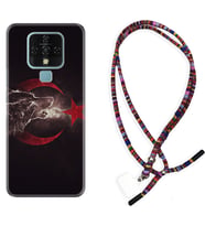 Tecno Camon 16 18P Pova Kılıf Boyun Asklı Rasta Silikon Kurt ve Ay Yıldız 1403