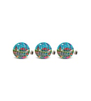 Kişiye Özel İstanbul Temalı Polyester Magnet 3'lü Set - Yuvarlak Desen 3