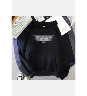 Jujutsu Kaisen Gojo Eyes Kapşonlu Sweatshirt (Siyah)