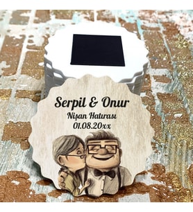 Magnet Hediyelik - Yukarı Bak Up Karakterli Nişan, Kına, Düğün, Söz Nikah Hatırası Magnet