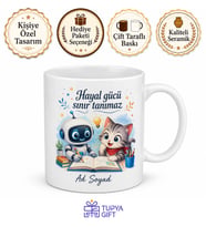 Hayal Gücü Sınır Tanımaz Yazılı Baskılı Kupa Bardak Hediye Özel Tasarım Porselen Mug