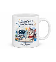 Hayal Gücü Sınır Tanımaz Yazılı Baskılı Kupa Bardak Hediye Özel Tasarım Porselen Mug
