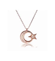 Gümüş Kolye - Gümüş Rose Ayyıldız Bayrak Kolye