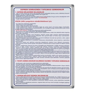 DEPREM SONRASI LEVHA (Alüminyum Çerçeve)