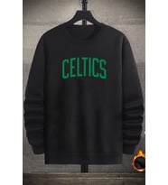 Unisex Celtics Baskılı Bisiklet Yaka Sweatshirt (Siyah)