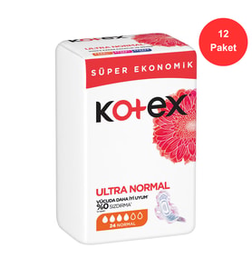 Kotex Ultra Normal Hijyenik Ped 24'lü x 12 Paket (Toplam 288 Ped) Süper Ekonomik Avantaj Paketi