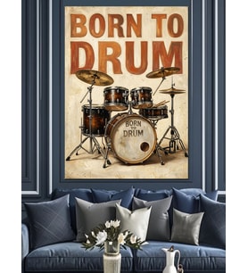 Born To Drum Bateri Seti Dekoratif Kanvas - Mdf Ahşap Tablo