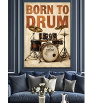 Born To Drum Bateri Seti Dekoratif Kanvas - Mdf Ahşap Tablo