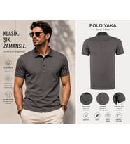 LUXIC CORE Erkek Polo Yaka Tişört Likralı Pike Kumaş Slim Fit