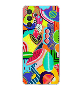 PrintiFy Samsung Galaxy A32 ile Uyumlu Retro Color 6  Kamera Korumalı Şeffaf  Kılıf