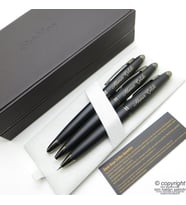 Scrikss 88 3'lü Set Mat Siyah Deri Ahşap Kutulu  Dolma Kalem + Versatil Kalem + Tükenmez Kalem Set  Scrikss Noble  İsme Özel Kalem  Hediyelik Kalem