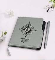 BK Gift Kişiye Özel İsimli Gri Termo Deri Defter Kalem Seti-26