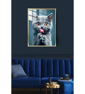 Kedi Çerçeveli Metal Poster Tablo
