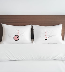BK Gift Kişiye Özel Sevgili Tasarımlı Pamuklu 2’li Yastık Kılıfı Seti-4 50x70cm, Sevgiliye Hediye, Ev Hediyesi, Tasarım Ev Tekstili