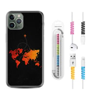 Apple iPhone 11 12 13 14 Pro Max Kılıf Kablo Koruma Spiral Silikon İz Bırakan Uçak 1778