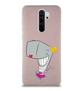 Xiaomi Redmi Note 8 Pro Soft Premier Kapak Pearl Yengeç Tasarımlı Silikon Kılıf - Pudra (Şeffaf)