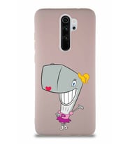 Xiaomi Redmi Note 8 Pro Soft Premier Kapak Pearl Yengeç Tasarımlı Silikon Kılıf - Pudra (Şeffaf)