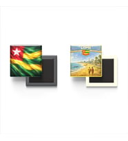 Buzdolap Magnetleri - Togo Bayrağı ve Lome Retro Tema - 2'li Set Magneti