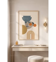 Geometrik Çizgilerle Minimalist Portre 1. Kalite Ahşap Çerçeveli Tablo