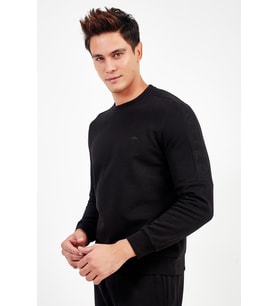 Maraton Comfort Erkek Bisiklet Yaka Siyah Sweatshirt