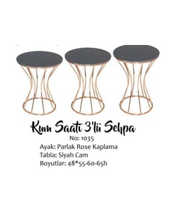 Brc Zigon 13393 Kumsaat Model Düz SİYAH tabla Metal Çelik ROSE Kaplama El Yapım  (Bakır)