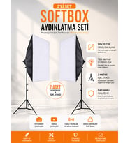 Rabsev 2'li Softbox Aydınlatma Seti 50x70 cm 2 Metre Işık Ayağı Fotoğraf Video YouTube Canlı Yayın