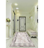 Bej Çerçeveli Kaymaz Tabanlı Makinede Yıkanabilir Halı AR714 - 100 x 160 cm