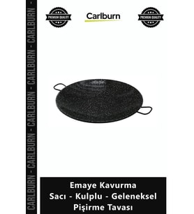 Özel Üretim Dayanıklı Siyah Kamp Mangal Emaye Kavurma Sacı Kulplu Geleneksel Pişirme Tavası