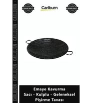 Özel Üretim Dayanıklı Siyah Kamp Mangal Emaye Kavurma Sacı Kulplu Geleneksel Pişirme Tavası