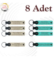Sütlü Kahve & Turkuaz, Kamp Gezisi Ekibine Veda Anısı, 8’li Set, Kişiye Özgü Mesajlı Anahtarlık