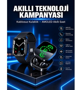 Yeni Nesil Akıllı Saat ve Ucuz Kaliteli Bluetooth Kablosuz Kulaklık Amoled Ekran