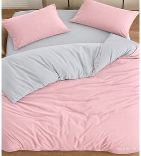 More Home Tek Kişilik Nevresim Takımı Lastikli (Çarşaflı) Pembe Gri