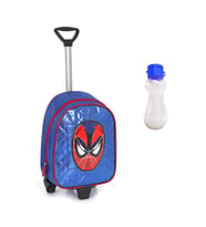 Çekçekli Mavi Parlak Dikişli Spiderman Baskılı Anaokulu Çantası + Suluk - Örümcek Adam Kreş Çantası (Karışık)