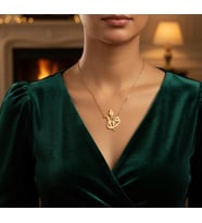 Tasarım Lale Elif Vav Kolye 925K Gümüş (Gold)
