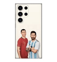 Samsung Galaxy S23 ULTRA Uyumlu Cristiano Ronaldo & Lionel Messi Tasarımlı Şeffaf Telefon Kılıfı