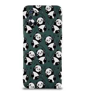 Oppo A72 Uyumlu Lansman Kılıf Panda Tasarımlı İçi Kadife Kapak-Yeşil (Şeffaf)