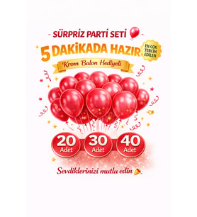 Kırmızı Pastel Balon Seti  Doğum Günü Sürpriz Parti Seti Krom Balon Hediyeli