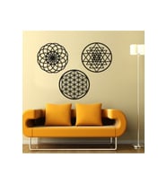 Yaşam Çiçeği,torus Sri Yantra Kutsal Geometri Ahşap Muhteşem Üçlü Set Siyah (Ceviz)