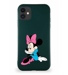 Apple iPhone 11 Soft Premier Kapak Minnie Mouse-E Tasarımlı Silikon Kılıf - Yeşil (Şeffaf)