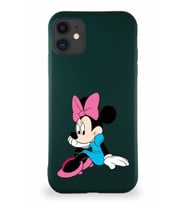 Apple iPhone 11 Soft Premier Kapak Minnie Mouse-E Tasarımlı Silikon Kılıf - Yeşil (Şeffaf)
