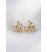 Pirinç Gold Renk Fiyonk Küpe - TJ-BKP8944
